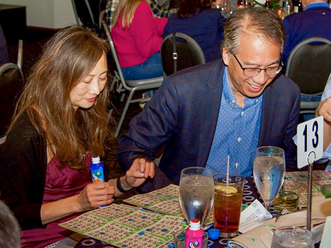 People playing Bingo at the Blue Jeans Bourbon and Bingo event