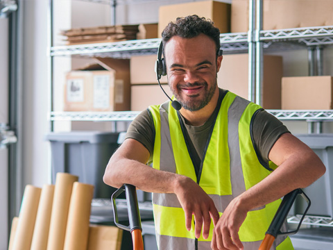 Developmentally disabled man at work