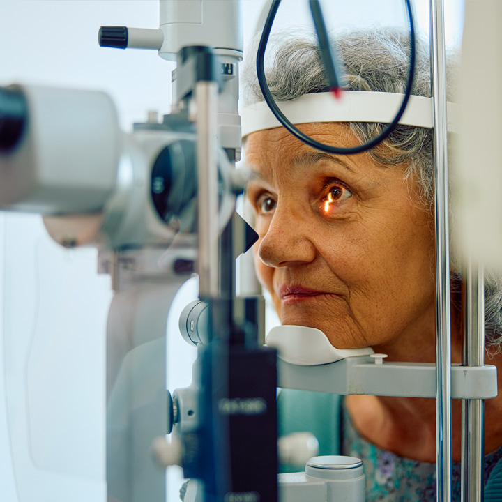 Senior woman getting eye examination