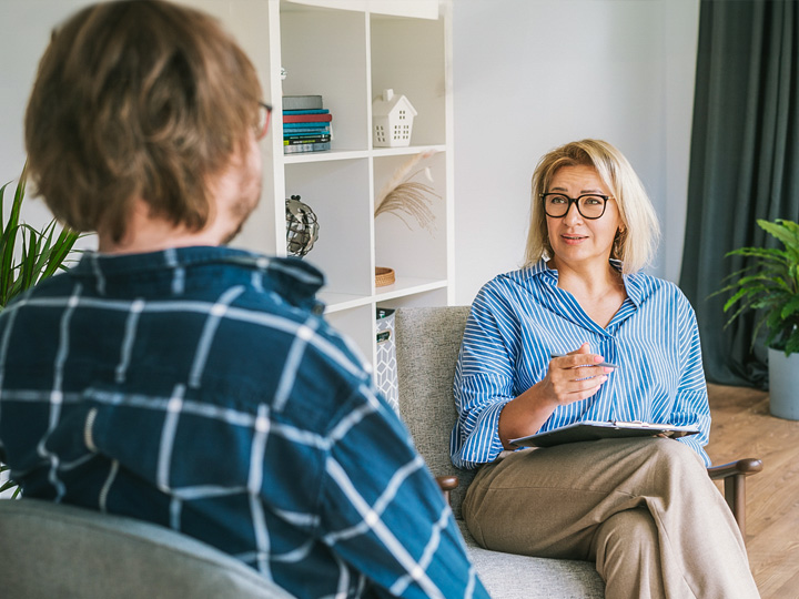 Vision impaired man receives individual counseling